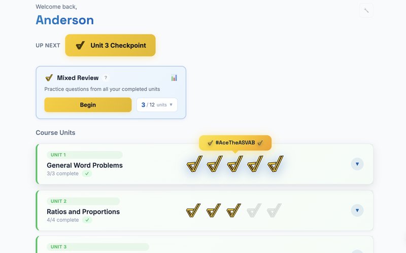 Progress tracking with checkmark stars